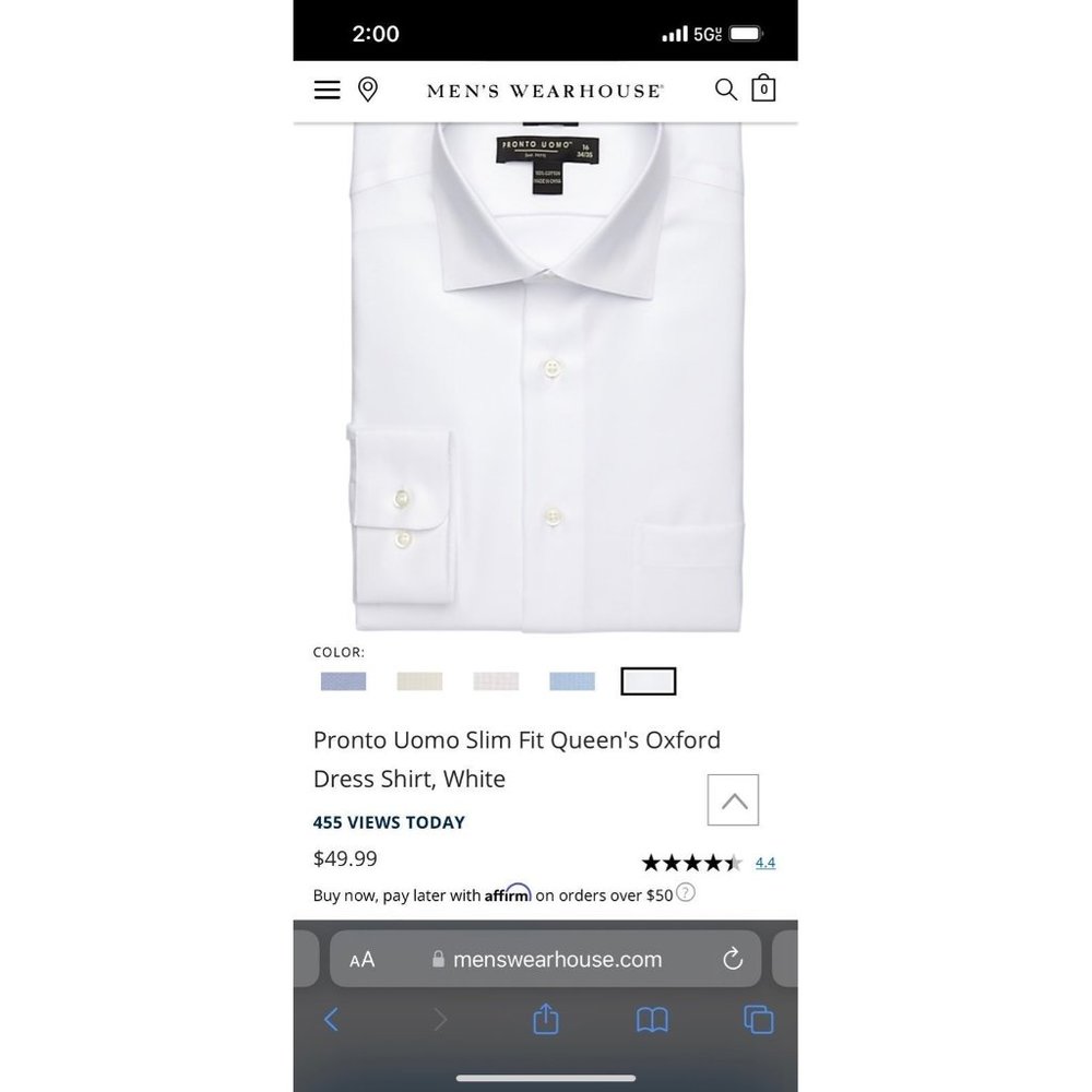 Mens Long Sleeve Dress Shirt. Size 15 1/2 32/33